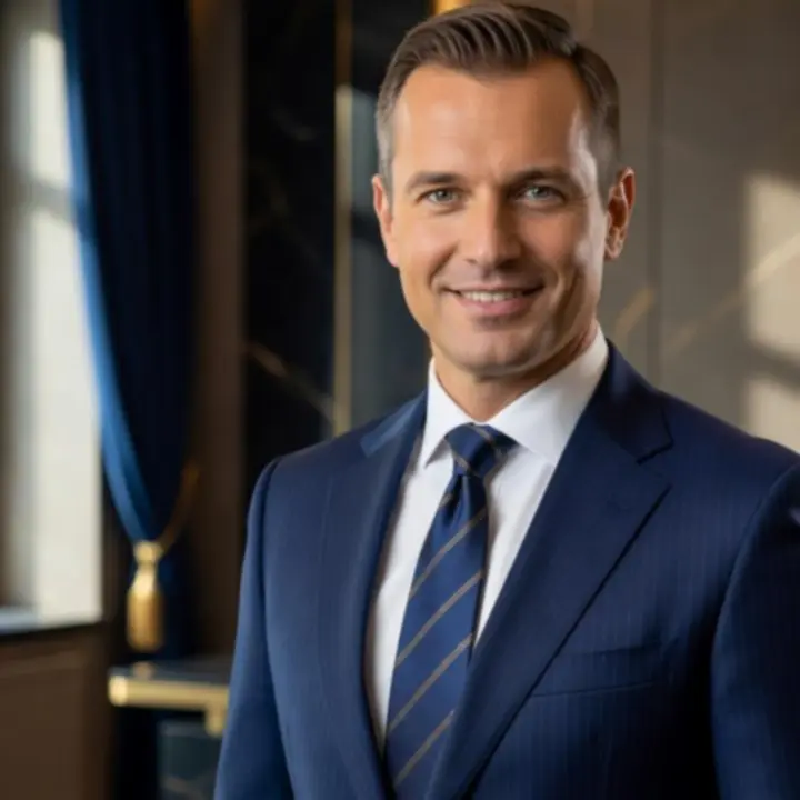 Adrian Wrześniewski podczas prowadzenia eleganckiego eventu rozrywkowego